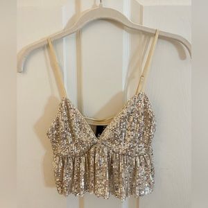 Garage Sequin Baby Doll Cami Champagne